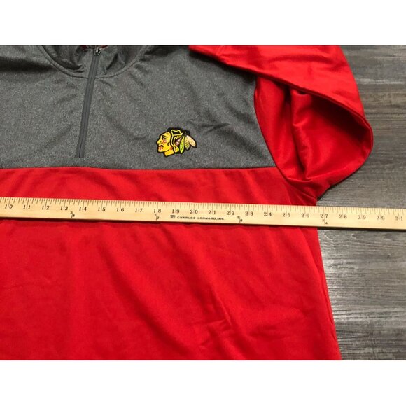 NHL Chicago Blackhawks Mens 2XL Gray & Red 1/4 Zip Long Sleeve Pullover - Picture 4 of 6